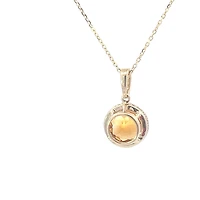 14K Yellow Gold 2.28cttw Citrine and 0.16cttw Diamond Pendant, 18"