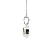 14K White Gold 1.35cttw Peridot and 0.06cttw Diamond Necklace - 18 Inches