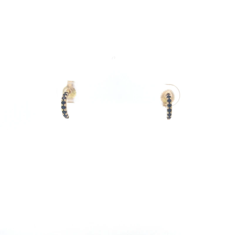 10K Yellow Gold Sapphire & Diamond Half Hoop Earrings