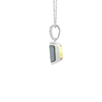 14K White Gold 1.30cttw Citrine and 0.05cttw Diamond Pendant, 18"