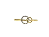 10K White & Yellow Gold 0.04cttw Diamond Double Circle/Eternity/Infinity Ring, size 6.5