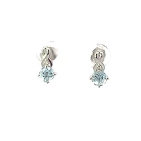 10K White Gold Diamond and Aquamarine Earrings