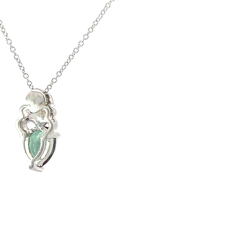10K Gold 7x5mm Pear Cut Created Alexandrite and 0.018cttw Diamond Necklace
