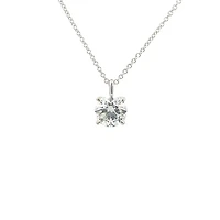 14K White Gold 2.11cttw Lab Grown Diamond Solitaire Necklace with Rolo Chain (Lobster Clasp) - Adjustable 16 - 18 Inches