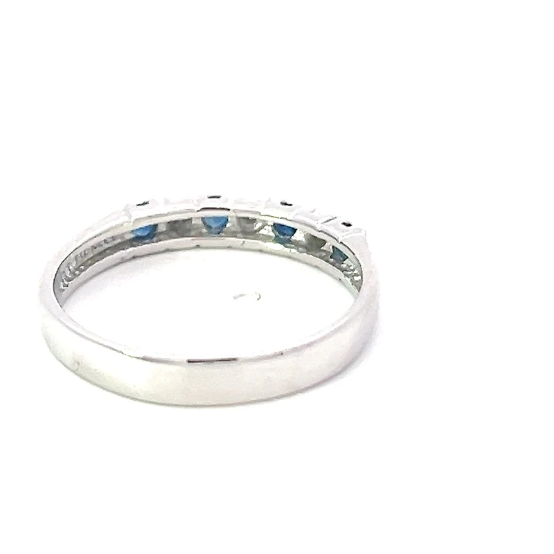 10K White Gold 0.02cttw Diamond with Sapphire Ring - Size 6.5 - 4.5