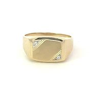 10K Yellow Gold 0.016cttw Diamond Gents Signet Ring, 10 - / 7