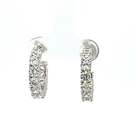 925 Sterling Silver 3.5mm Cubic Zirconia Half Hoop Studs - 18mm
