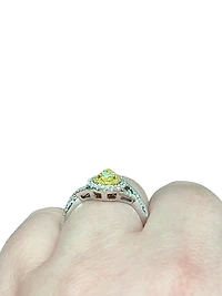 18K White Gold Fancy Yellow and White Diamond Ring