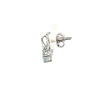 10K White Gold Diamond and Aquamarine Earrings