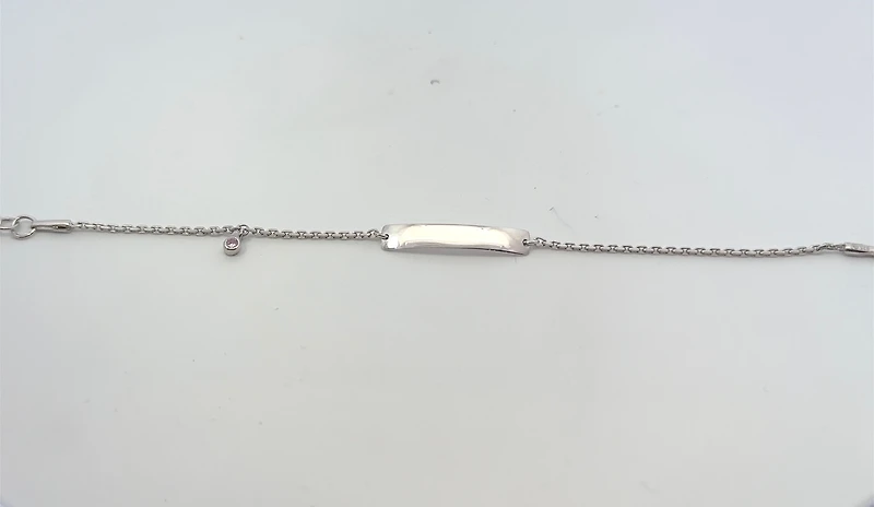 952 Silver ID Baby Bracelet 6" Adjustable with Pink Cubic Zirconia