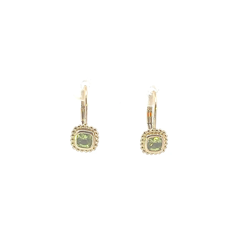 10K Yellow Gold Peridot Lever Back Earrings