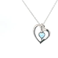 10K White Gold Blue Topaz and 0.005cttw Diamond Heart Necklace - 18 Inches