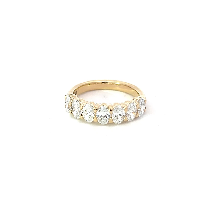 14K Yellow Gold 1.61cttw Oval Cut Lab Grown Claw Set Diamond Anniversary Band
