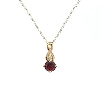 10K Yellow Gold Garnet and Diamond Pendant