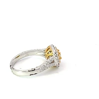 14K White Gold Fancy Yellow and White Diamond Ring - size 6.5