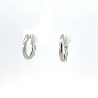 925 Sterling Silver Green and White Cubic Zirconia Huggies