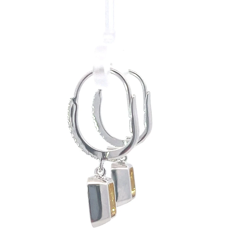 14K White Gold Citrine and Diamond Dangle Earring