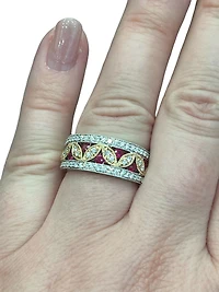 14K White & Yellow Gold Ruby and Diamond Ring - size 6.5 - 4.5