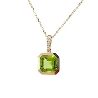 14K Yellow Gold 2.41cttw Peridot and 0.16cttw Diamond Necklace - 18 Inches