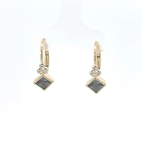 10K Yellow Gold Created Alexandrite and Diamond Lever Back Earrings