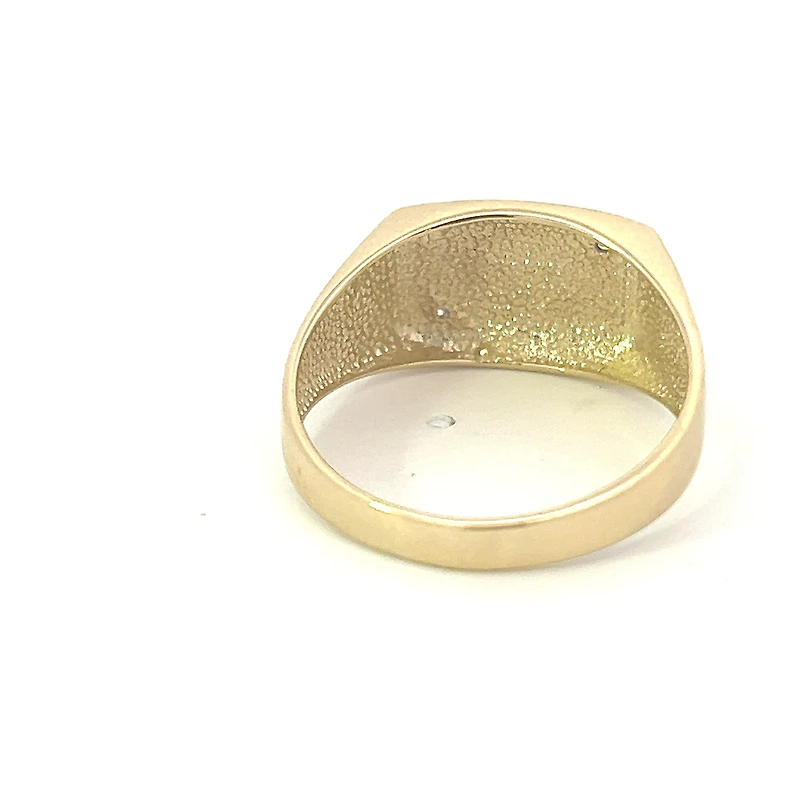 10K Yellow Gold 0.016cttw Diamond Gents Signet Ring, 10 - / 7