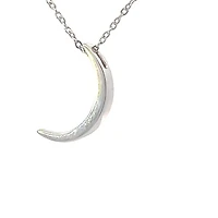 10K White Gold 0.04cttw Diamond Crescent Moon Pendant, 18"