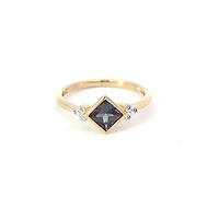 10K Yellow Gold  Created Alexandrite and Diamond Ring, size 7