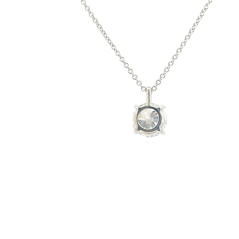 14K White Gold 2.11cttw Lab Grown Diamond Solitaire Necklace with Rolo Chain (Lobster Clasp) - Adjustable 16 - 18 Inches