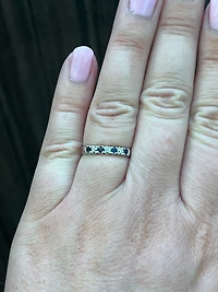10K White Gold 0.02cttw Diamond with Sapphire Ring - Size 6.5 - 4.5