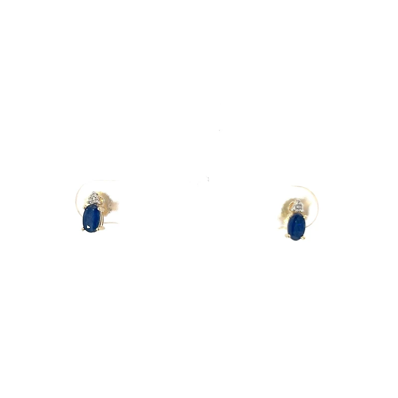 10K Yellow Gold Sapphire & Diamond Stud Earrings