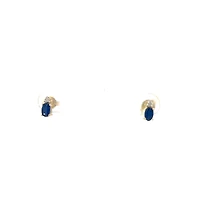 10K Yellow Gold Sapphire & Diamond Stud Earrings