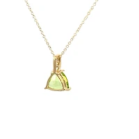 10K Yellow Gold 8mm Trillion Cut Peridot and 0.059cttw Diamond Pendant - 18 inches