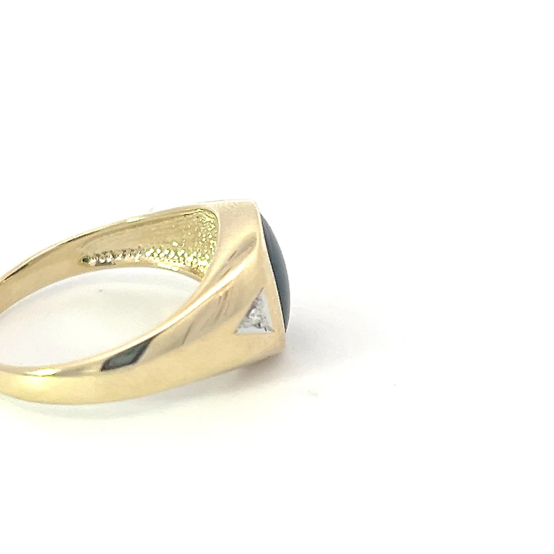 10K Yellow Gold Onyx and 0.02cttw Diamond Gents Ring, size 10