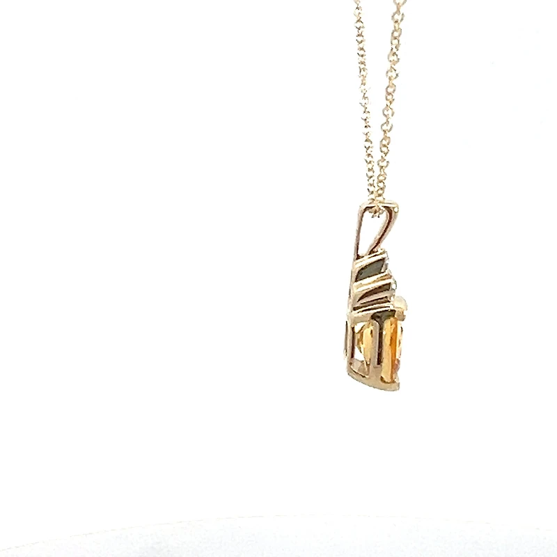 10K Yellow Gold 0.015 cttw Diamond and Citrine Pendant, 18"