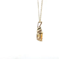 10K Yellow Gold 0.015 cttw Diamond and Citrine Pendant, 18"