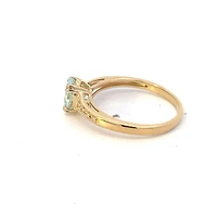 10K Yellow Gold 0.65cttw Aquamarine and 0.04cttw Diamond Ring, size 7