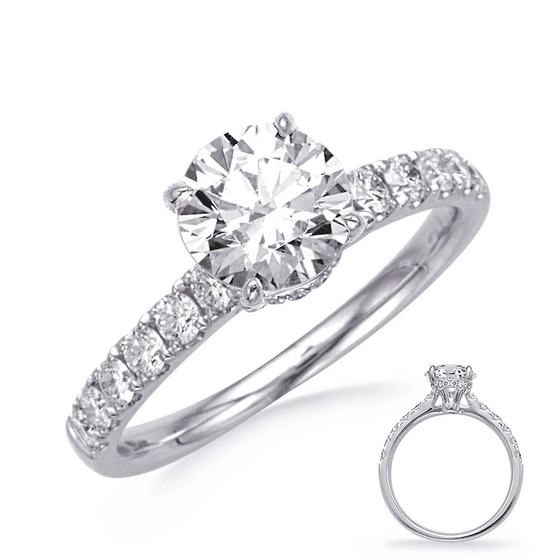 Platinum Round Brilliant Cut Diamond Ring - Mount Only (No centre diamond) / 14K Gold 5