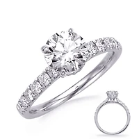 Platinum Round Brilliant Cut Diamond Ring - Mount Only (No centre diamond) / 14K Gold 5