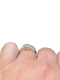 10K Yellow Gold 0.76cttw Aquamarine and 0.008cttw Diamond Ring, size 7