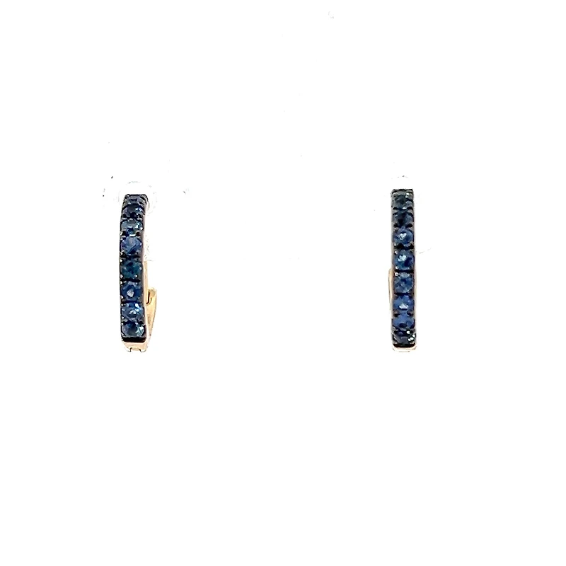 10K Yellow Gold 0.25cttw Sapphire Hoop / Huggie / Hinged Earrings