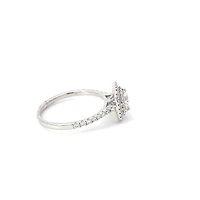 18K White Gold 0.95cttw Lab Grown Diamond Double Halo Engagement Ring
