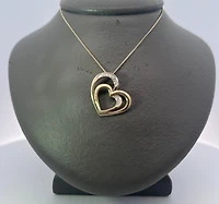 10K Yellow Gold 0.068cttw Diamond Heart Pendant, 18"