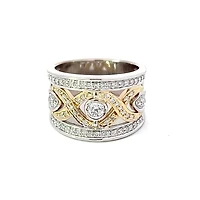 14K White and Yellow Gold 0.72cttw Canadian Diamond Ring - size 6.5