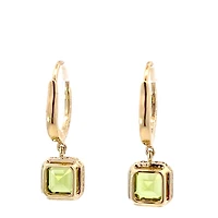 14K Yellow Gold Peridot and Diamond Earrings
