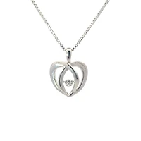 Sterling Silver 0.05cttw Diamond Heart Pulse Pendant, 18"