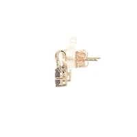 10K Yellow Gold Genuine Garnet & Diamond Earrings
