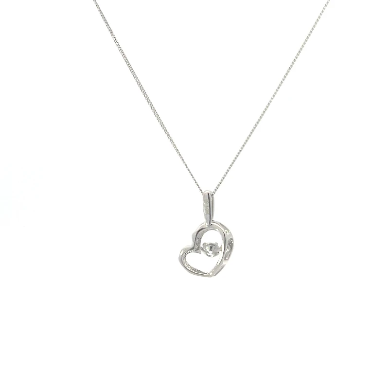 10K White Gold 0.05 Diamond Pulse Pendant, 18"