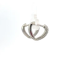 925 Silver Earrings Cubic Zirconia Heart Shaped Huggies