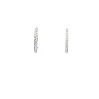 14K White Gold Cubic Zirconia Huggies - 18mm