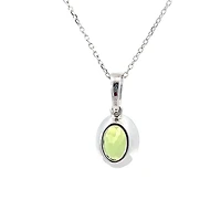 14K White Gold 1.35cttw Peridot and 0.06cttw Diamond Necklace - 18 Inches